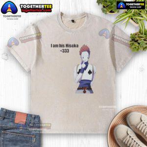 Good I Am His Hisoka washed t-shirt featuring vibrant Hisoka design for fans of anime and streetwear fashion.