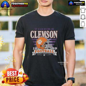 Alt Text: Hot Clemson Tigers Stripe Splash T-Shirt featuring vibrant colors and a stylish design, perfect for fans and game day.