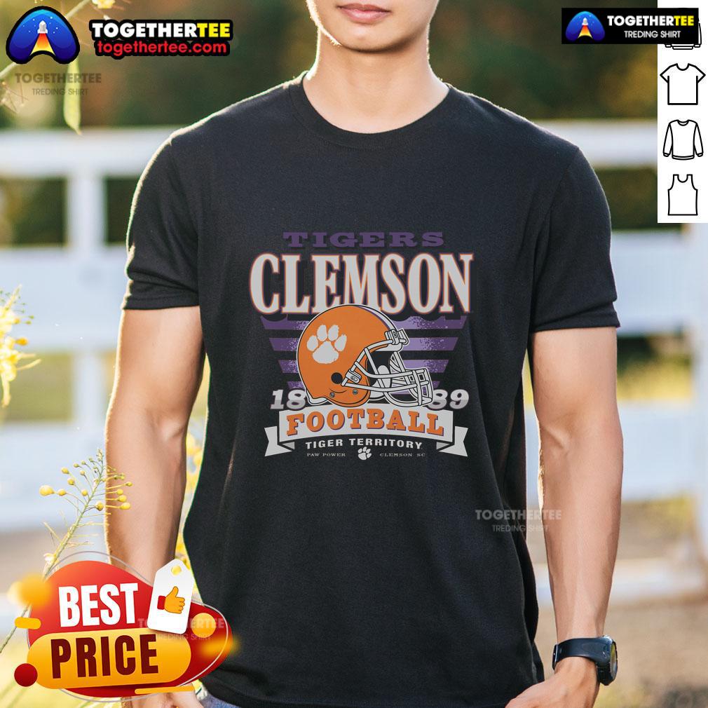 Alt Text: Hot Clemson Tigers Stripe Splash T-Shirt featuring vibrant colors and a stylish design, perfect for fans and game day.