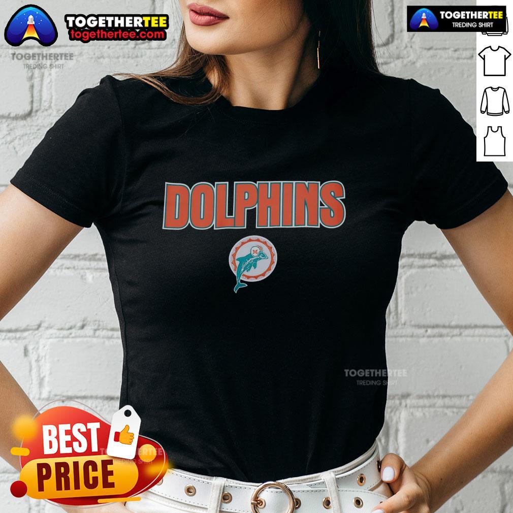 Hot Miami Dolphins throwback ladies tee featuring vibrant team colors and retro design for stylish game day wear.