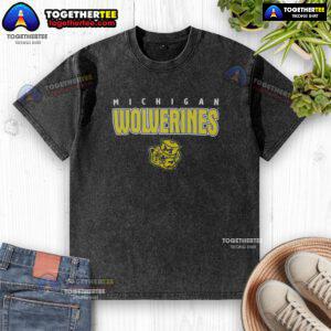 Hot Michigan Wolverines throwback washed t-shirt featuring vintage logo and comfy fit, perfect for fans and casual wear.