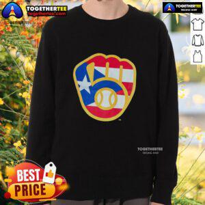 Hot Puerto Rican Milwaukee Brewers logo sweatshirt featuring vibrant colors and stylish design for fans.