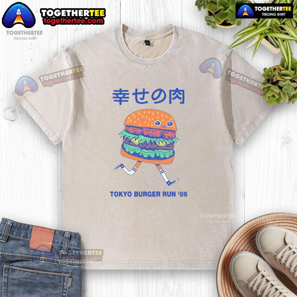 Hot Tokyo Burger Run 86 washed t-shirt featuring a vibrant graphic design and soft fabric, perfect for casual wear.