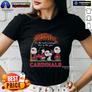 Snoopy and friends autumn tee for women featuring St. Louis Cardinals, perfect for the most wonderful time of the year.