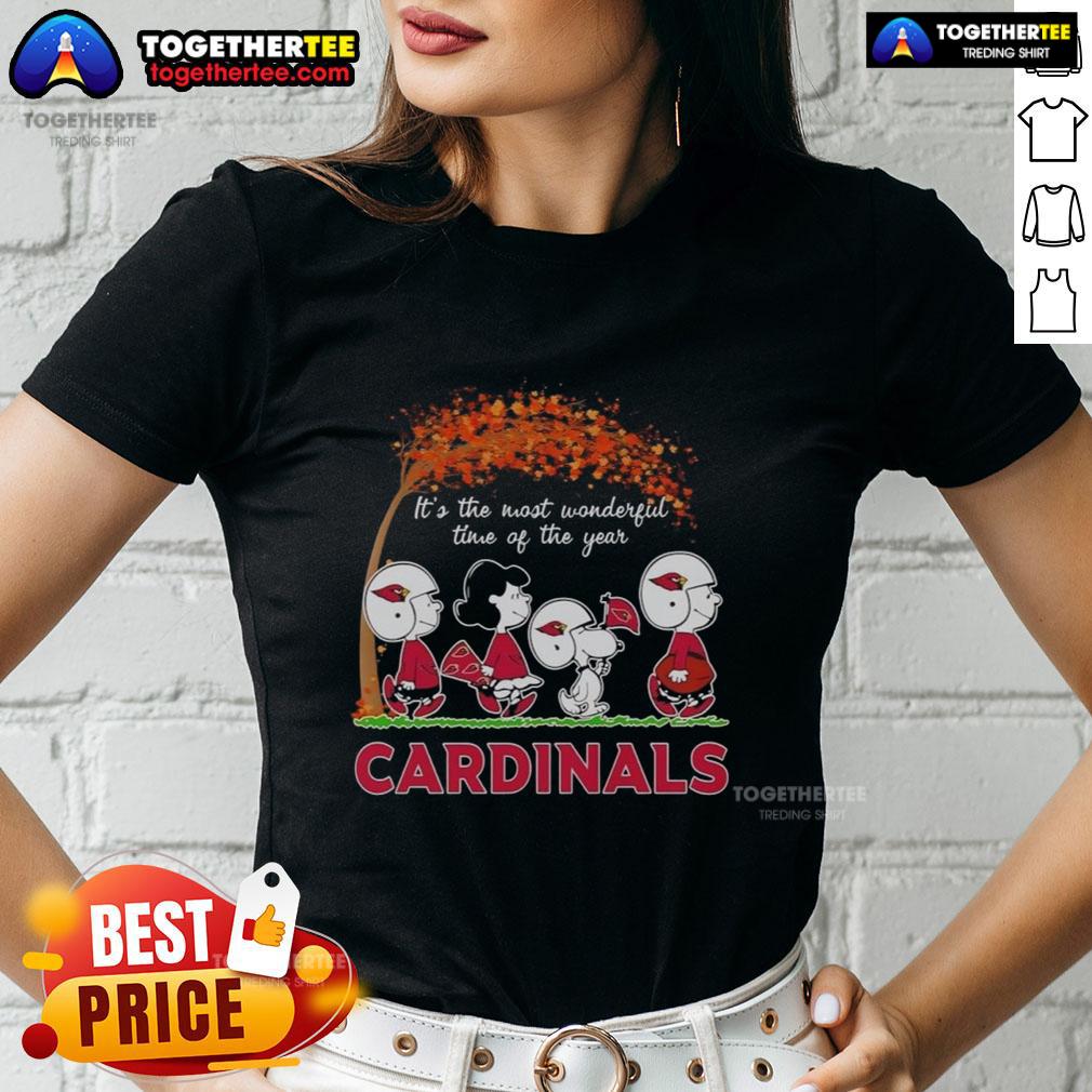 Snoopy and friends autumn tee for women featuring St. Louis Cardinals, perfect for the most wonderful time of the year.