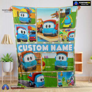 Official Cartoon Leo The Truck With Friends Blanket Fleece Throw Customized Blanket