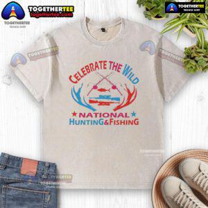 Alt Text: Official Celebrate the Wild National Hunting and Fishing washed t-shirt featuring a vibrant nature-inspired design.
