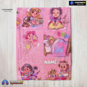 Official Disney Cute Kids Princess Sketches Blanket Fleece Customized Blanket