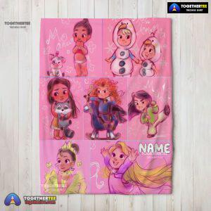Official Disney Kids Princess Sketches Blanket Fleece Customized Blanket