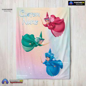 Official Disney Sleeping Beauty Three Good Fairies Blanket Fleece Customized Blanket