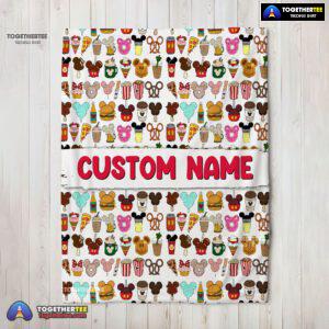 Official Disney Snack Club Food Pattern Blanket Fleece Customized Blanket