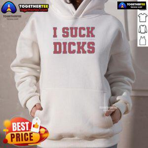 Man wearing 'I Suck at Fantasy Football' hoodie, showcasing humor after coming in last place in a fantasy league.