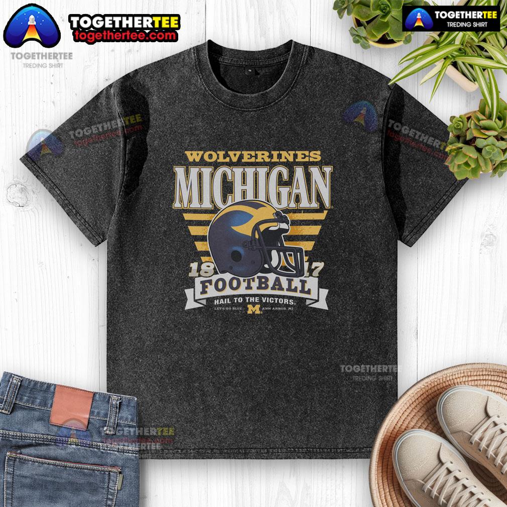 Alt Text: Official Michigan Wolverines Stripe Splash Washed T-Shirt in blue and maize, perfect for game day and fan apparel.