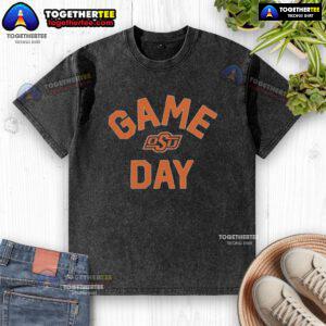 Alt Text: Official Oklahoma State Cowboys Game Day Logo College Washed T-Shirt in orange, perfect for fans on game day.