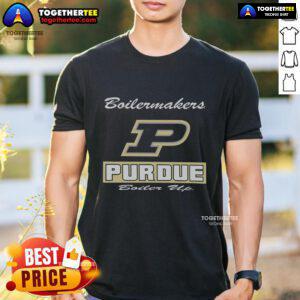 Alt Text: Official Purdue Boilermakers Waver T-Shirt featuring team colors and logo, perfect for fans and game day attire.