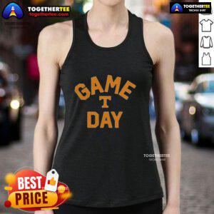 Alt Text: Official Tennessee Volunteers game day logo on a stylish college tank top, perfect for fans and casual wear.