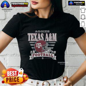 Alt Text: Official Texas A&M Aggies Stripe Splash Ladies Tee featuring vibrant stripes and team logo, perfect for game day.