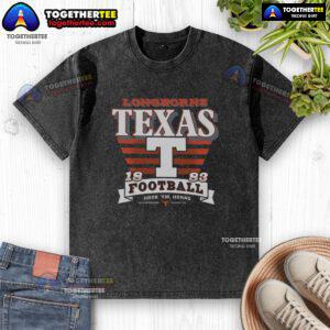 Official Texas Longhorns Stripe Splash Washed T-Shirt featuring vibrant stripes and team logo for fans.