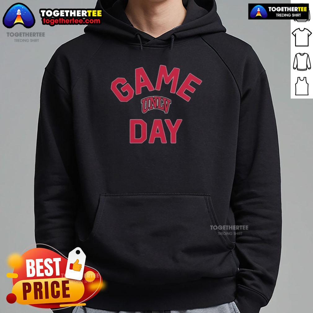 Alt Text: UNLV Rebels Game Day logo on a college hoodie, perfect for fans supporting the team on game day.