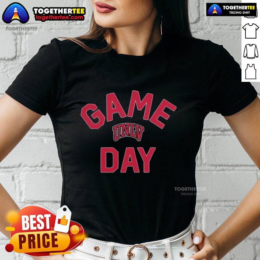 Official UNLV Rebels Game Day logo on a stylish college ladies tee, perfect for game day support and team spirit.
