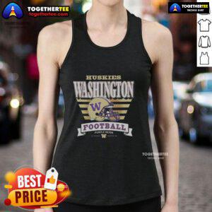 Alt Text: Official Washington Huskies Stripe Splash Tank Top in purple and gold, perfect for game day and sports fans.
