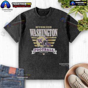 Official Washington Huskies Stripe Splash Washed T-Shirt in purple and gold, perfect for fans and casual wear.