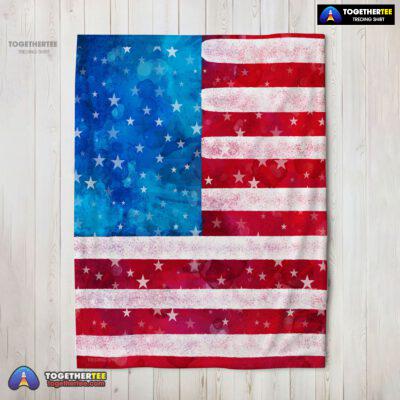 Official Watercolor American Flag Distressed USA Patriotic Blanket Fleece Blanket