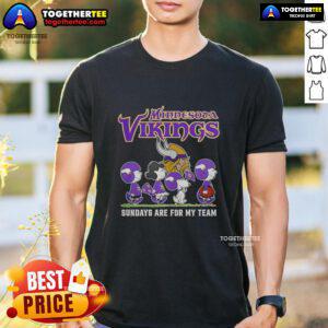 Original Snoopy And Friends Minnesota Vikings Football Sundays Are For My Team T-Shirt featuring vibrant graphics.