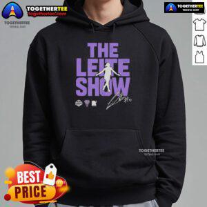 Carla Leite wearing the Original The Leite Show Golden State Valkyries hoodie, showcasing its vibrant design.