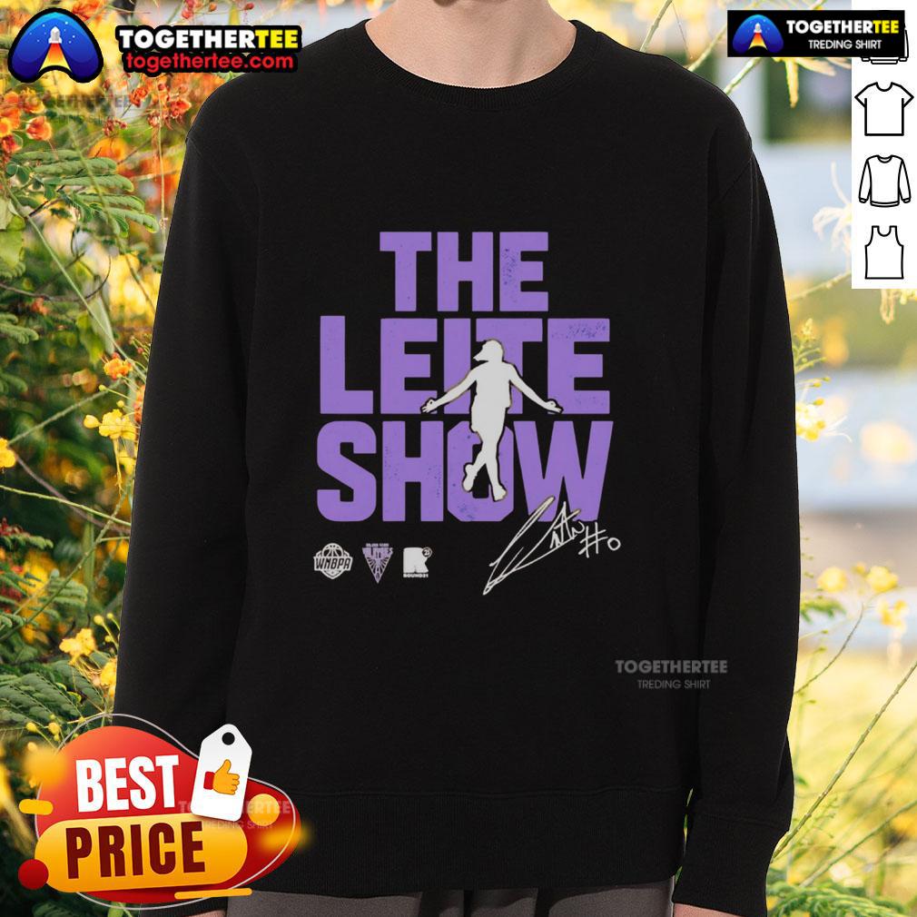 Original The Leite Show Carla Leite Golden State Valkyries sweatshirt featuring vibrant colors and stylish design.