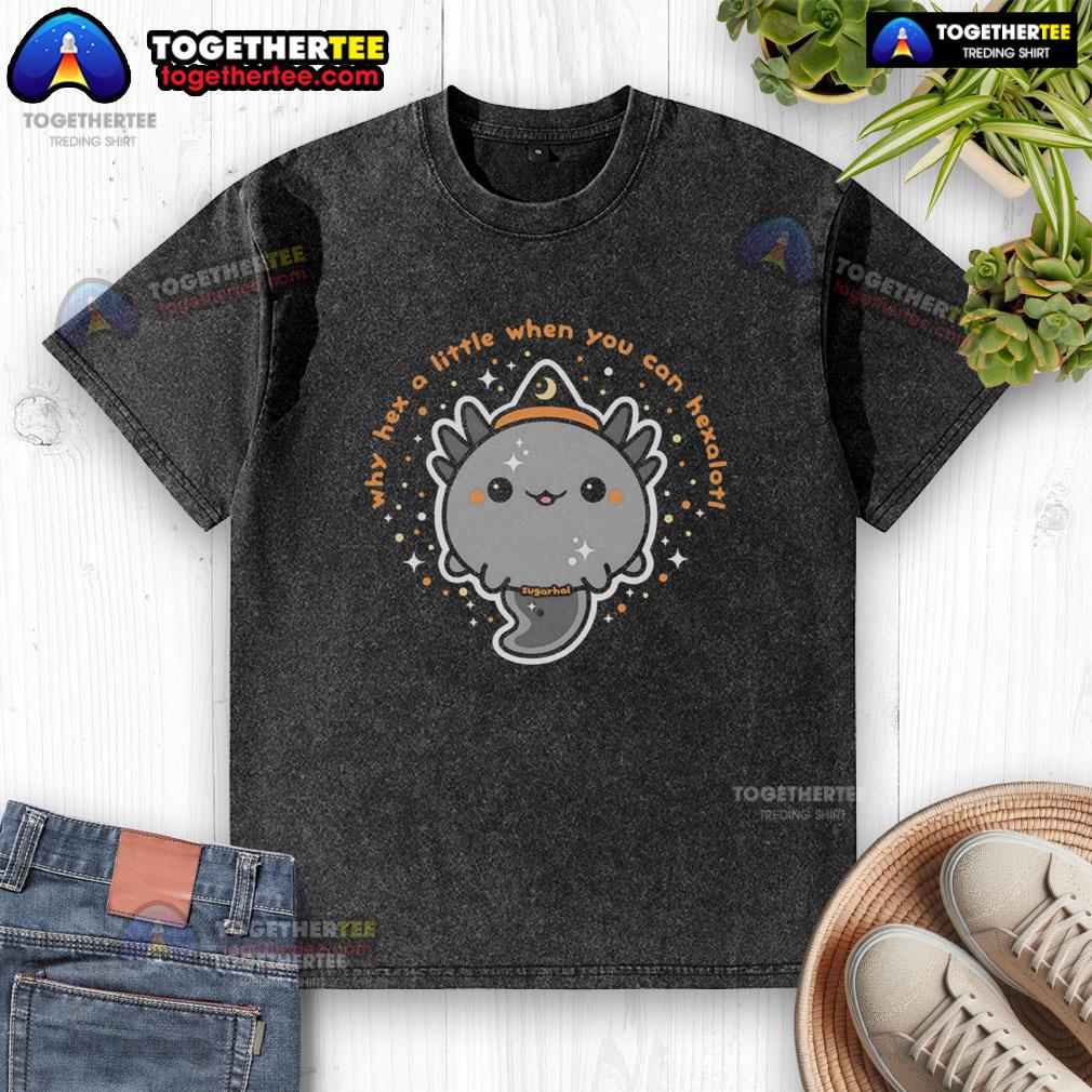 Original Hexalotl washed t-shirt featuring playful hex-themed graphics and vibrant colors, perfect for casual wear.