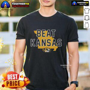 Premium Missouri Tigers Beat Kansas Jayhawks State T-Shirt featuring bold team colors and graphics for sports fans.