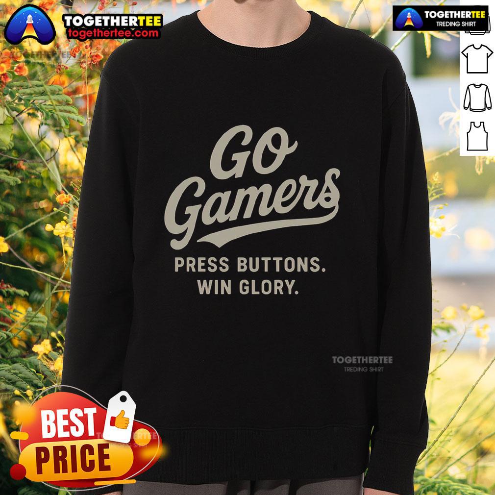 Pretty Go Gamer sweatshirt featuring a stylish design with buttons and gaming motifs, perfect for gamers seeking glory.