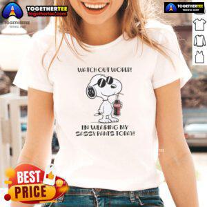 Alt Text: Pretty Snoopy Coca-Cola Ladies Tee with 'Watch Out World I'm Wearing My Sassy Pants Today' design