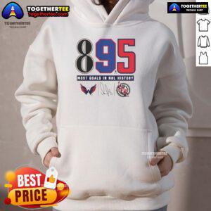 Alexander Ovechkin Washington Capitals signature hoodie celebrating 895 goals in NHL history, perfect for fans.