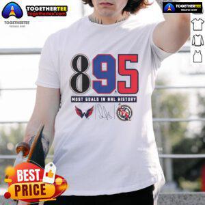 Top Alexander Ovechkin Washington Capitals 895 Goals NHL History Signature T-Shirt showcasing Ovechkin's iconic achievement.