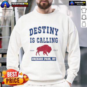 Top Buffalo Bills Destiny Is Calling sweatshirt in Orchard Park, NY, showcasing team pride and style for fans.