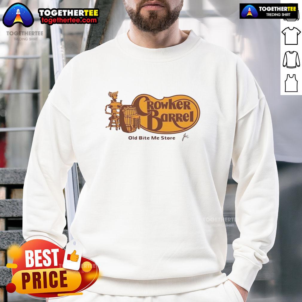 Alt Text: Top Crowker Barrel The Old Bite Me Store Sweatshirt in stylish design, perfect for casual wear and comfort.