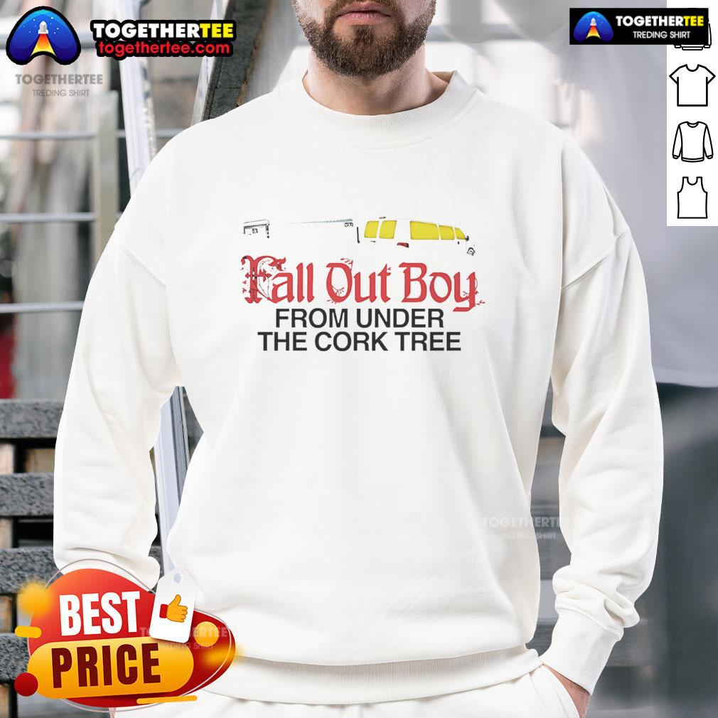 Top Fall Out Boy From Under The Cork Tree sweatshirt featuring iconic album artwork and vibrant colors, perfect for fans.