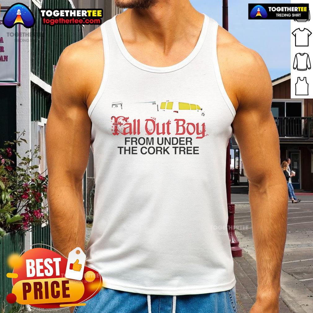 Stylish 'Top Fall Out Boy From Under The Cork Tree' tank top featuring iconic album artwork for music fans.