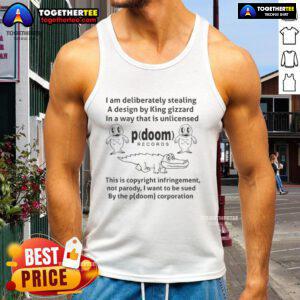 Stylish tank top featuring 'I Am Deliberately Stealing a Design' by King Gizzard, perfect for fans and casual wear.