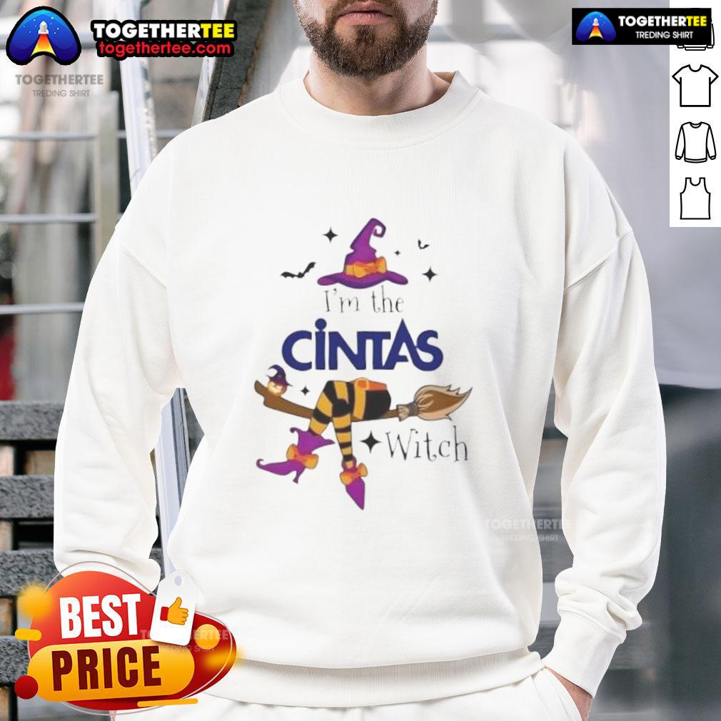 Top Im The Cintas Witch Halloween Sweatshirt featuring a spooky design, perfect for festive celebrations and cozy wear.