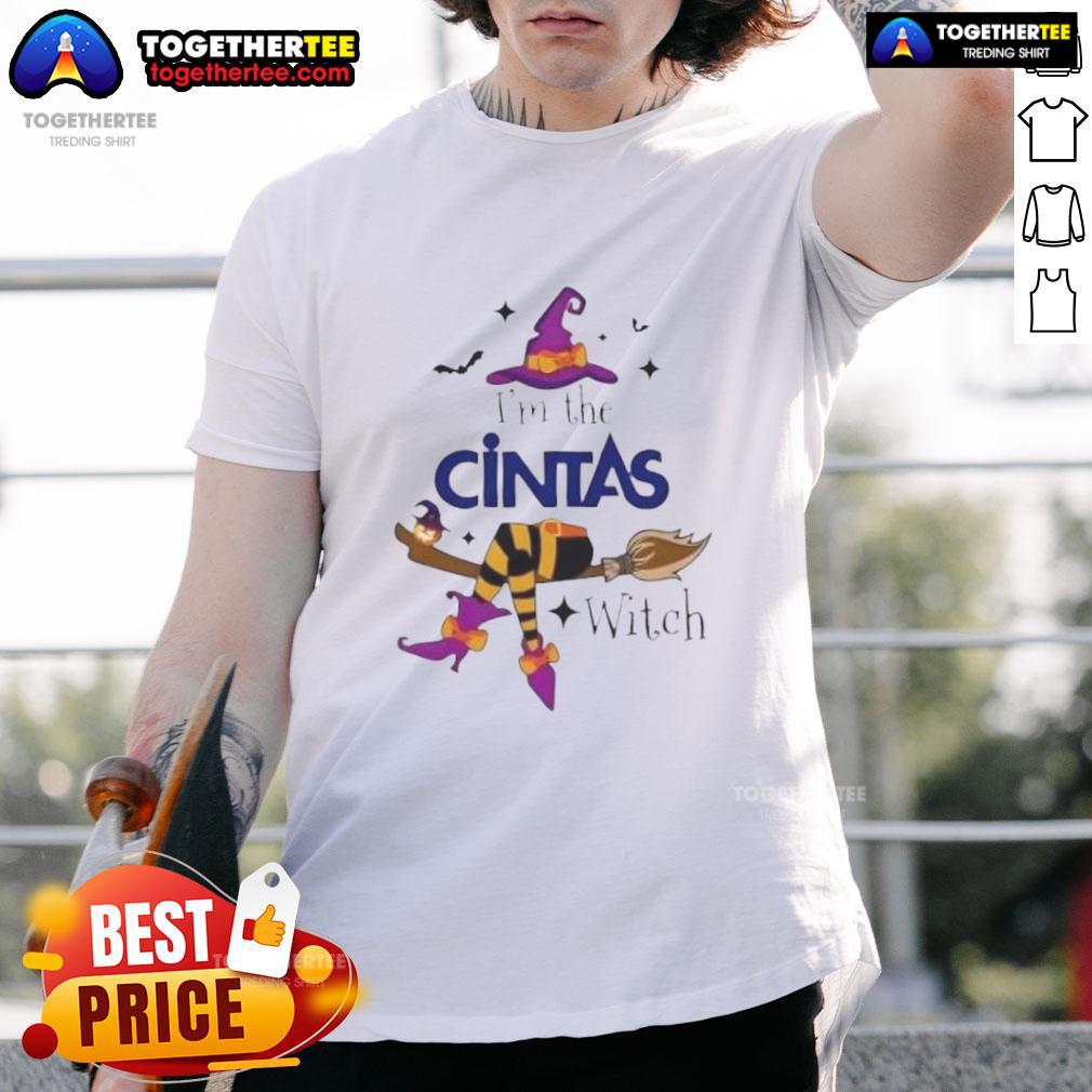 Alt Text: Top I'M The Cintas Witch Halloween T-Shirt featuring a festive witch design perfect for Halloween celebrations.