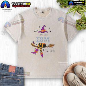 Top Im The IBM Witch Halloween washed t-shirt featuring a spooky graphic for festive fall fashion.
