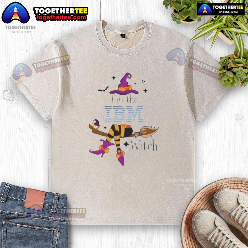 Top Im The IBM Witch Halloween washed t-shirt featuring a spooky graphic for festive fall fashion.