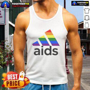 Awesome Aids LGBT logo tank top featuring vibrant colors and a bold design celebrating LGBTQ+ pride and awareness.