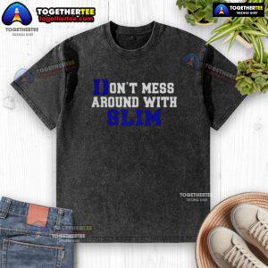 Awesome Don't Mess Around With Slim Duke Blue Devils Washed T-Shirt featuring a vintage design in blue, perfect for fans.