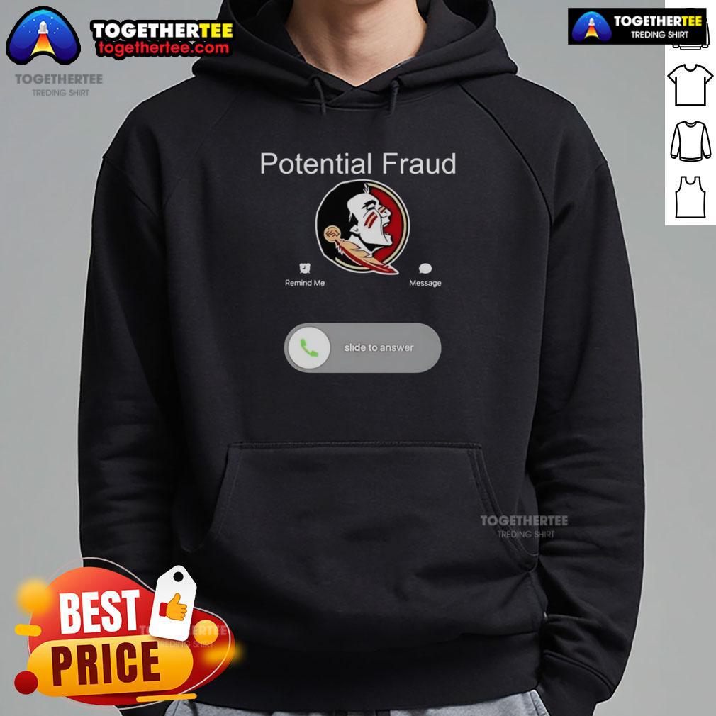Awesome FSU potential fraud phone screen displaying hoodie design with university colors and logo.