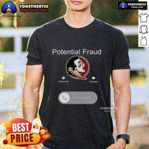 Awesome FSU potential fraud phone screen showing a graphic T-shirt design with bold colors and logo.