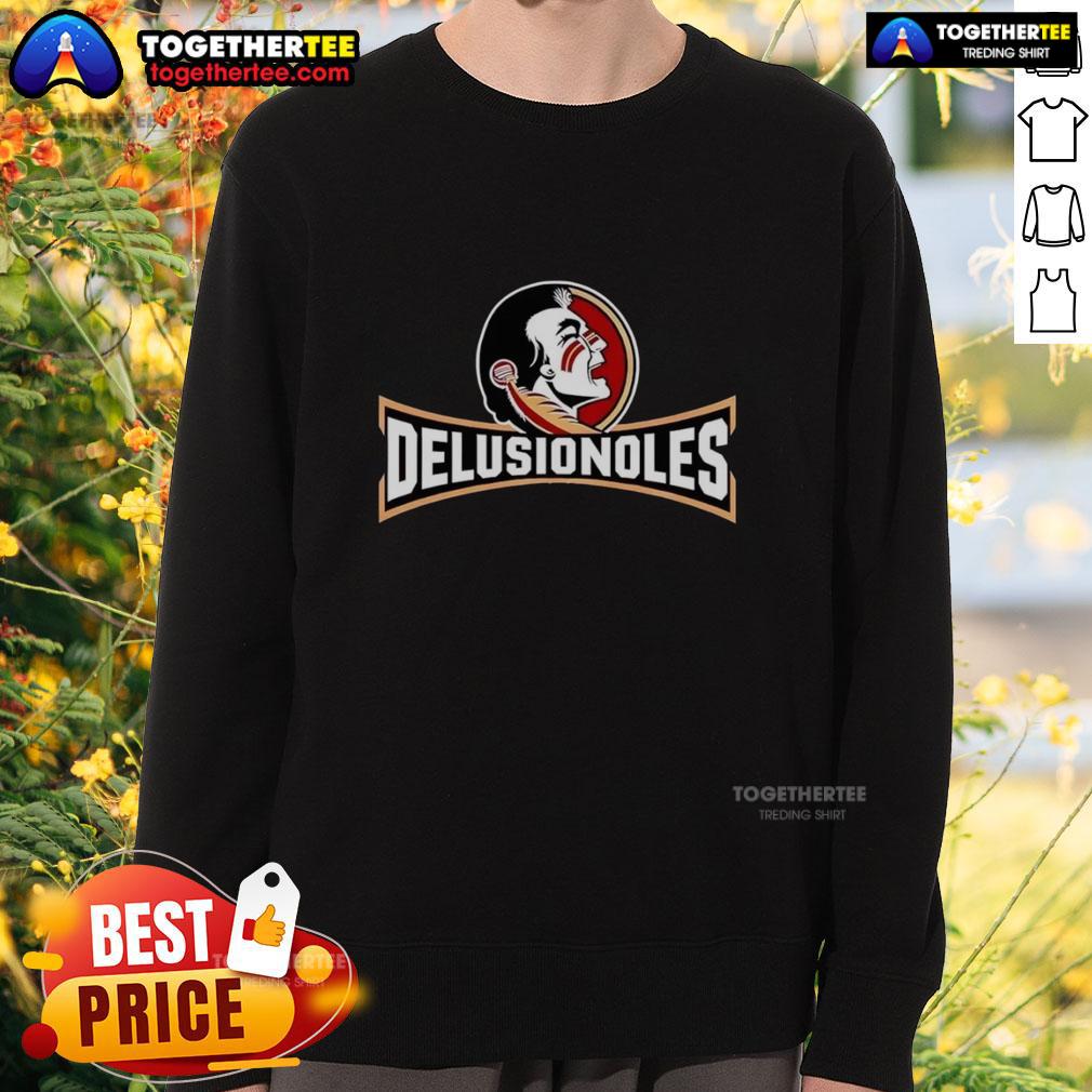 Alt Text: Awesome Florida State Seminoles Delusionoles logo sweatshirt featuring vibrant colors and a trendy design.